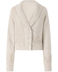 Ermanno Scervino - Pure Cashmere Cardigan With Couture Rebrodé Lace Details - Lyst