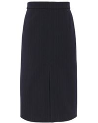 Saint Laurent - Striped Pencil Skirt - Lyst