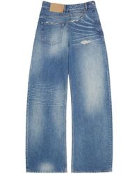 MM6 by Maison Margiela - Twist Distressed Wide Leg Jeans - Lyst