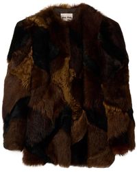 Miu Miu - Shearling Patchwork Caban Jacket - Lyst