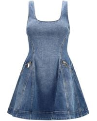 Self-Portrait - Denim Flared Mini Dress - Lyst