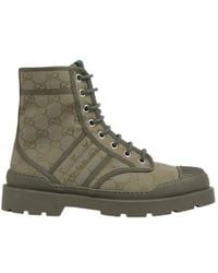 Gucci - Monogrammed Lace-Up Boots - Lyst