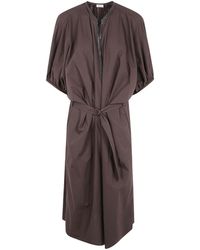 Brunello Cucinelli - Embellished Belted Midi Dress - Lyst