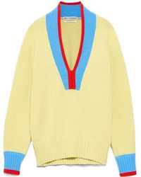 JW Anderson - Jw Anderson Contrast Trim V-Neck Knitted Sweater - Lyst