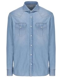 Brunello Cucinelli - Long-Sleeved Denim Shirt - Lyst