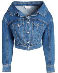 McQueen - Cropped Denim Jacket - Lyst