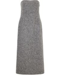 AURALEE - Strapless Wool-Tweed Midi Dress - Lyst