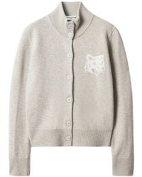 Maison Kitsuné - Fox Head Intarsia Merino High Neck Cardigan - Lyst