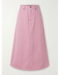 Gucci - Gg Cotton Denim Jacquard Skirt - Lyst