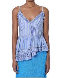 Dries Van Noten - Cemil Striped Ruffled Satin Camisole - Lyst
