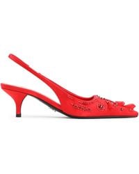 Prada - Satin Slingback Pumps - Lyst
