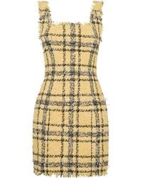 Balmain - Tweed Check Strapless Mini Dress - Lyst