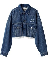 Miu Miu - Cropped Denim Jacket - Lyst
