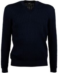 Peserico - Cable Knit V-Neck Sweater - Lyst