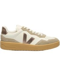 Veja - V-90 Leather Pure Bronze Natural Sneakers - Lyst