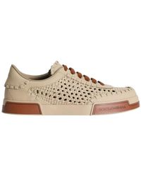 Dolce & Gabbana - Mesh-Panelling Leather Sneakers - Lyst