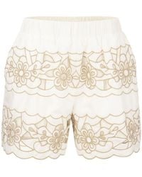 RED Valentino - Floral Cut-Out Embroidered Shorts - Lyst