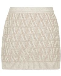Fendi - Logo Intarsia Knit Skirt - Lyst