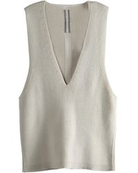 Rick Owens - V-Neck Ribbed Top - Lyst