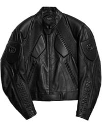 Gucci - Soft Grainy Bull Leather Biker Jacket - Lyst