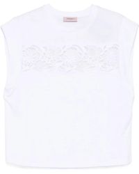 Twinset - Floral-Appliqué Crewneck T-Shirt - Lyst