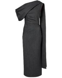 ROKSANDA - Maite Herringbone Draped Midi Dress - Lyst