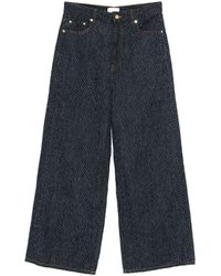 Ganni - Logo Patch Wide Leg Jeans - Lyst