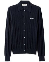 Miu Miu - Button-Up Knitted Polo Cardigan - Lyst