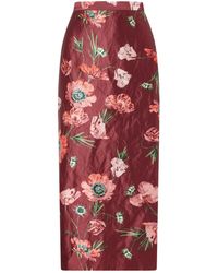 Erdem - Floral-Printed Satin Midi Pencil Skirt - Lyst