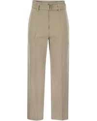 Brunello Cucinelli - High-Waist Belted Trousers - Lyst