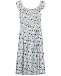 Prada - Floral Print Pongé Dress - Lyst