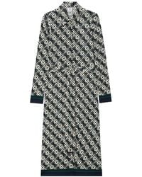 CASABLANCA - Monogram-Print Long-Sleeve Midi Dress - Lyst