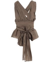 THE GARMENT - Bow Peplum V-Neck Top - Lyst