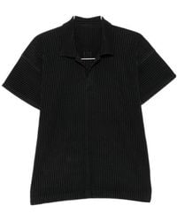 Homme Plissé Issey Miyake - Homme Plissé Issey Miyake Pleated V-Neck Polo Shirt - Lyst