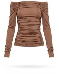 Helmut Lang - Ruched Off-Shoulder Top - Lyst