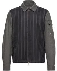Moncler - Herringbone Wool Blend Zip-Up Shirt - Lyst