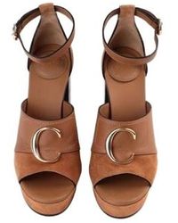 Chloé - Round-Toe Block-Heel Sandals - Lyst