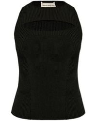 McQueen - Ribbed-Knit Cut-Out Top - Lyst