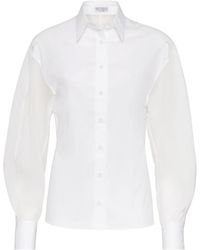 Brunello Cucinelli - Semi-Sheer Long-Sleeved Shirt - Lyst