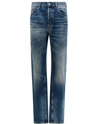 Saint Laurent - Logo Patch Straight Leg Jeans - Lyst