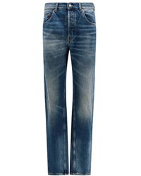 Saint Laurent - Logo Patch Straight Leg Jeans - Lyst