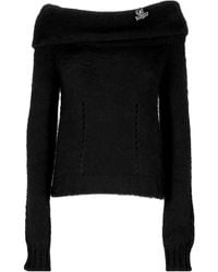Blumarine - Off-Shoulder Knitted Cropped Top - Lyst