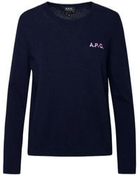A.P.C. - Logo Embroidered Knit Jumper - Lyst