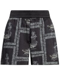 AllSaints - Lettie Palm-Tree Print Elasticated Shorts - Lyst