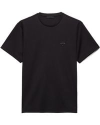 Prada - Triangle-Logo Crewneck T-Shirt - Lyst