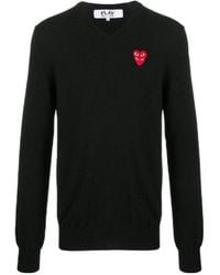 COMME DES GARÇONS PLAY - Comme Des Garçons Play V-Neck Knit Jumper - Lyst