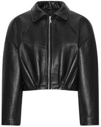 ROTATE BIRGER CHRISTENSEN - Oversized High Collar Leather Jacket - Lyst