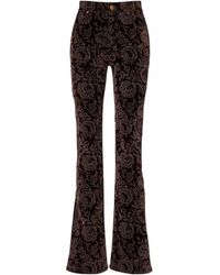 Chloé - Floral High-Rise Velvet Straight Pants - Lyst
