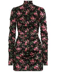 Dolce & Gabbana - Small Rose Bouquets-Printed Mini Satin Dress - Lyst