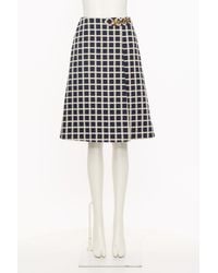 Valentino - Wool Skirt With Windowpane Check Pattern - Lyst